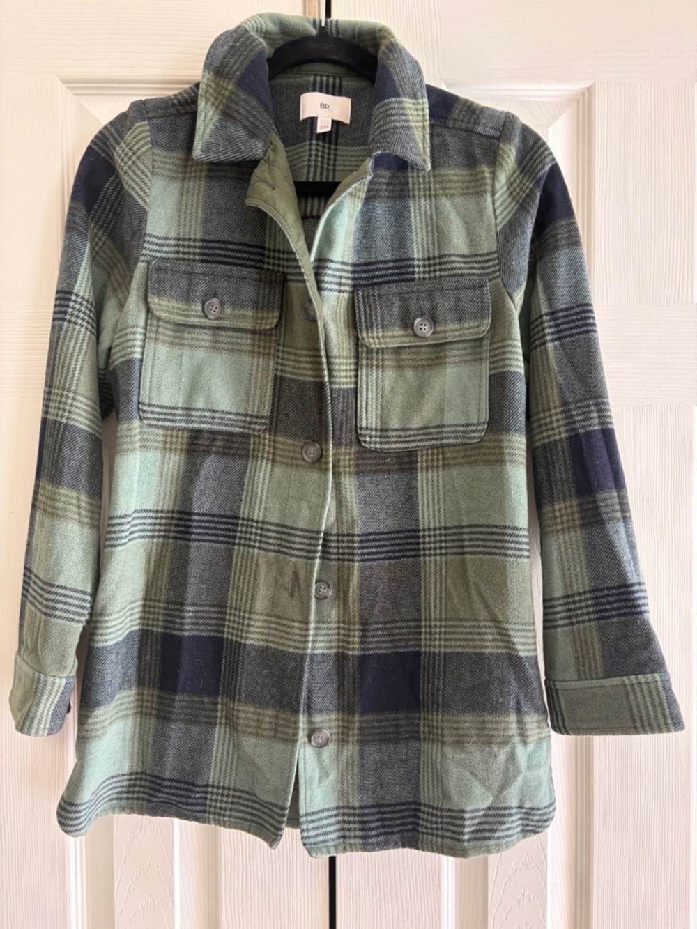 bp Green and Navy Plaid shacket